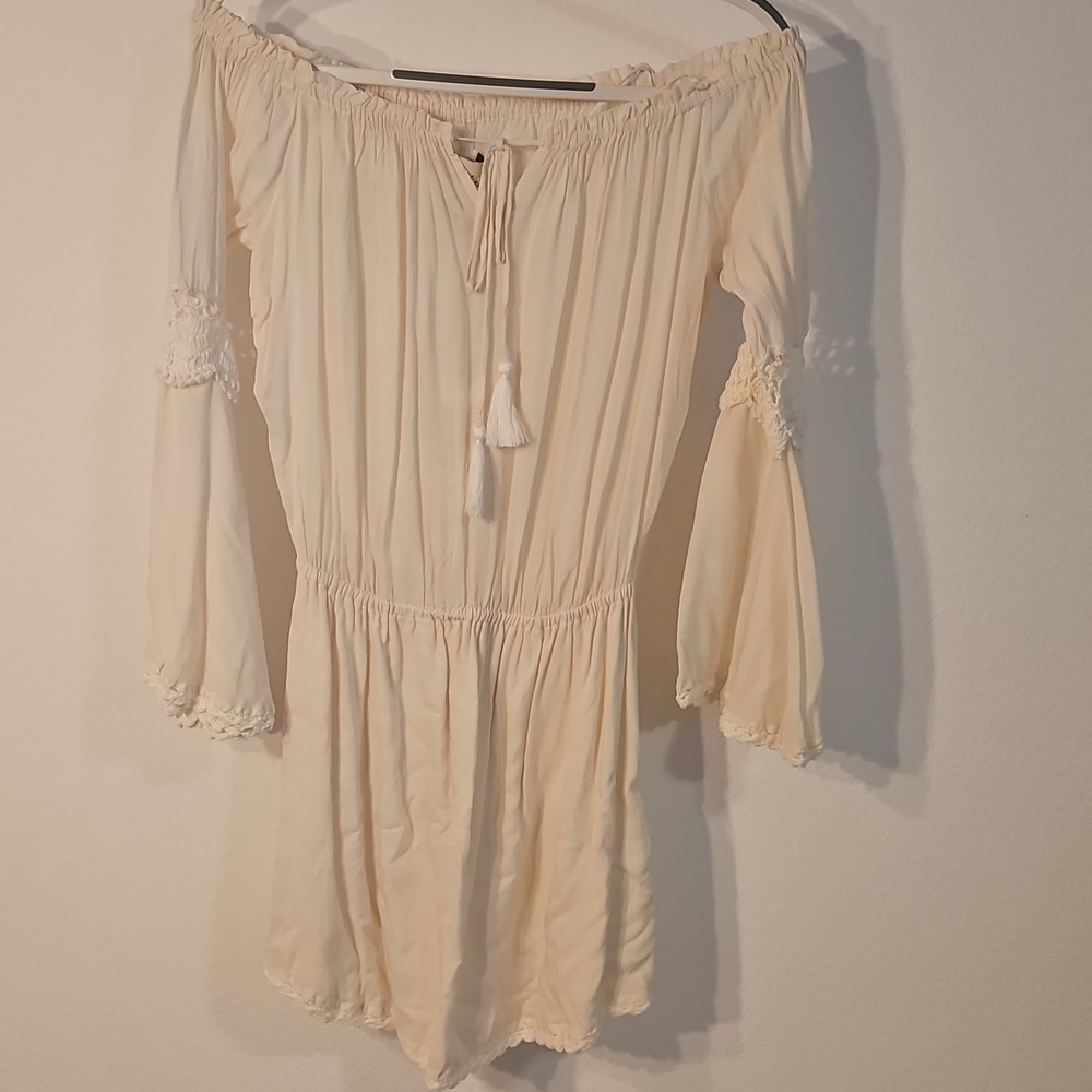 Cleobella Cream Boho Long Sleeve Peasant Dress Sz S New